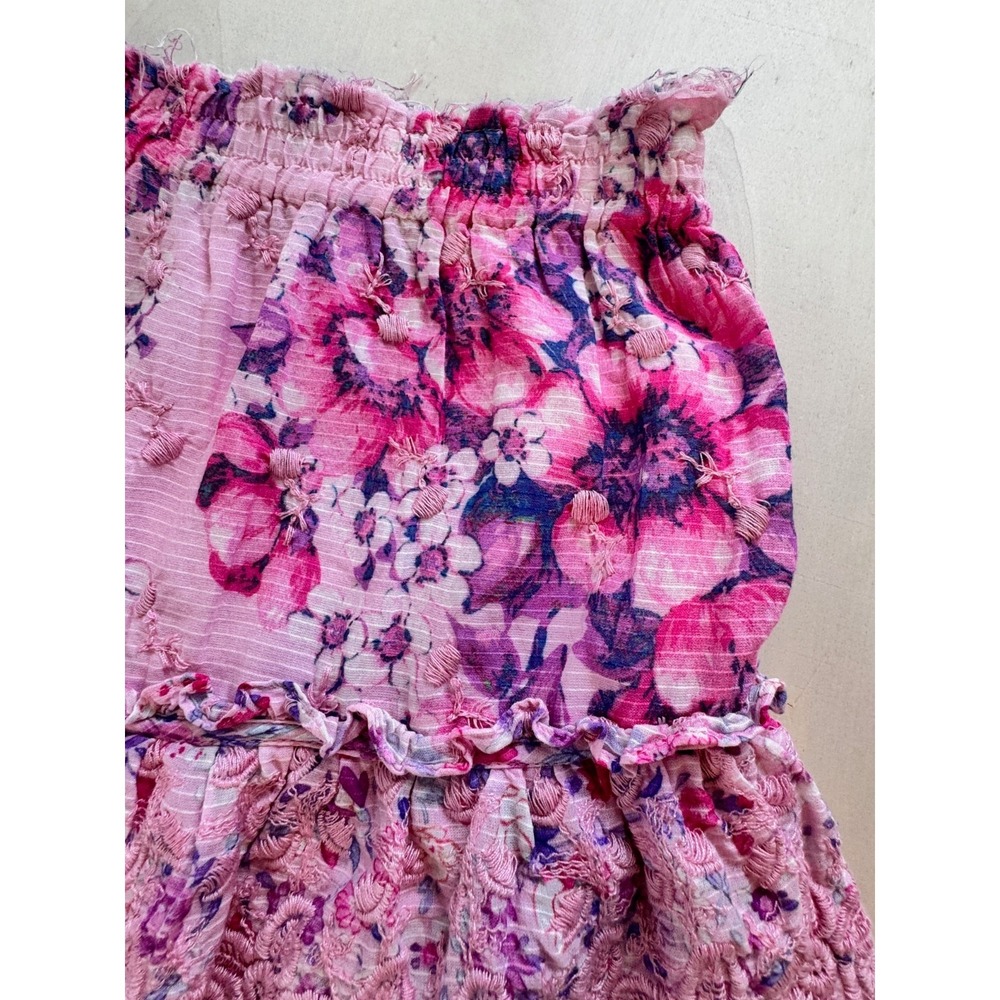 Loveshackfancy Cairo SkirtGarden Glow Pink Large Floral Mini Tiered Ruffled - Picture 7 of 11